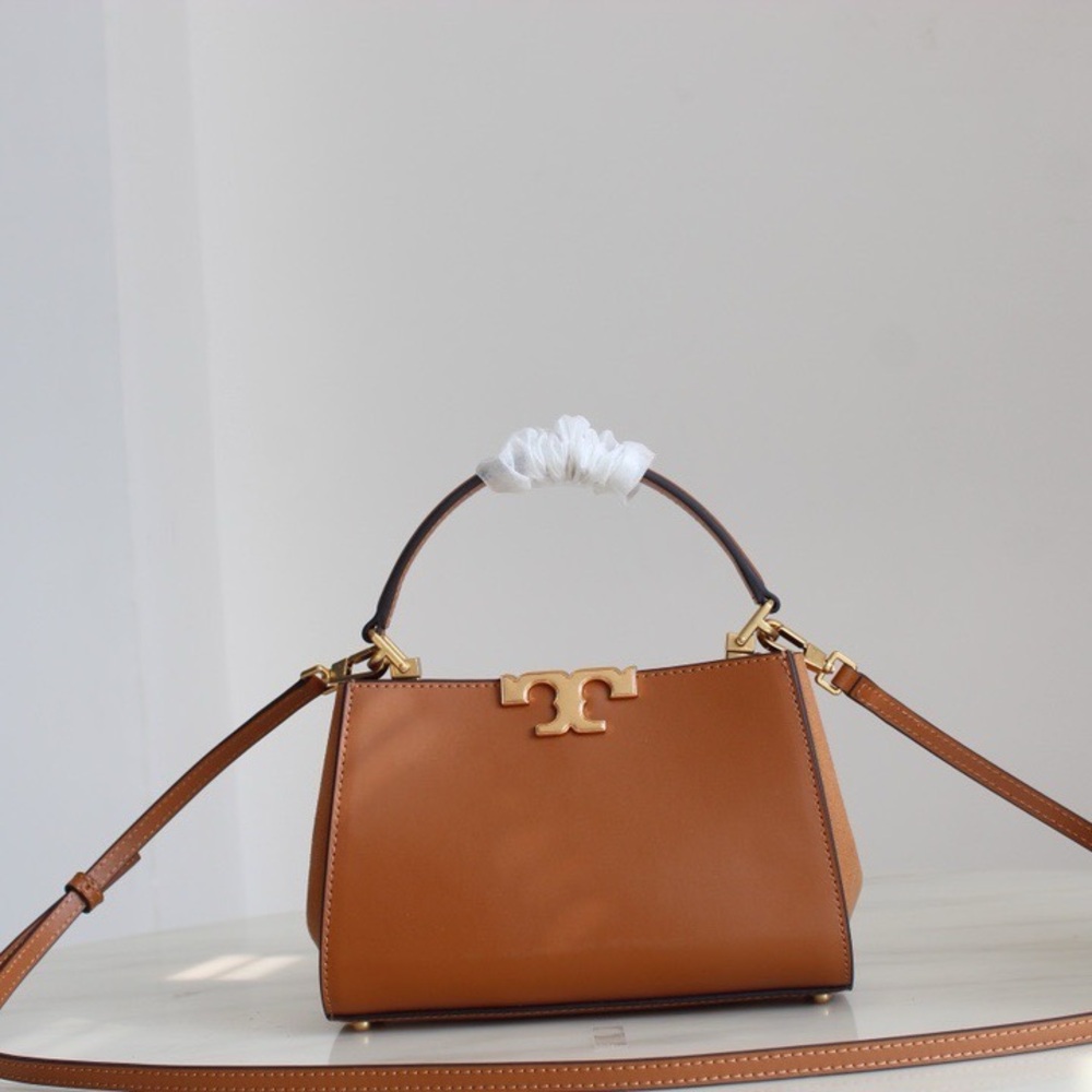 Tory Burch Tan Leather Handbag with Gold Logo - Picture 6 of 8